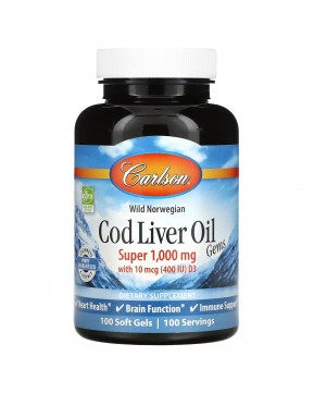 Carlson, Wild Norwegian, Cod Liver Oil Gems, жир печени дикой норвежской трески в капсулах, высшего качества, 1000 мг, 100 капсул Carlson, Wild Norwegian, Cod Liver Oil Gems, жир печени дикой норвежской трески в капсулах, высшего качества, 1000 мг, 100 капсул